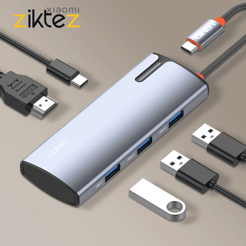 هاب 5 پورت الدینیو 100 وات LDNIO 5in1 Type-c Hub Adapter DS-15H (اورجینال با گارانتی)