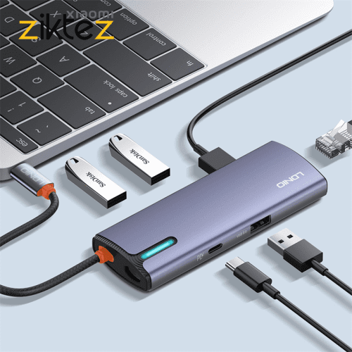 هاب 6 پورت 100 وات LDNIO 6in1 Type-c Hub Adapter DS-16U (اورجینال با گارانتی)