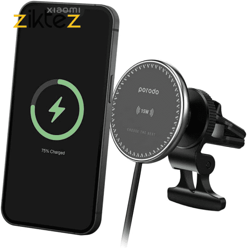 هولدر شارژر وایرلس مگنتی 20 وات Porodo 3 In 1 Magnetic Car Charger Mount (اورجینال ارسال فوری)
