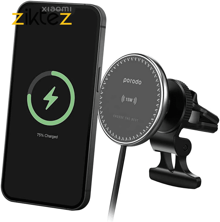 هولدر شارژر وایرلس مگنتی 20 وات Porodo 3 In 1 Magnetic Car Charger Mount (اورجینال ارسال فوری) فروشگاه اینترنتی زیکتز