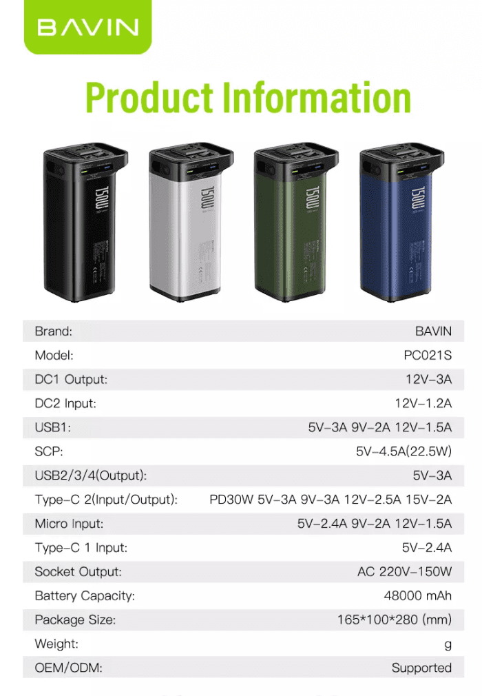 پاوربانک 48000 باوین 150 وات Bavin PC021S (اورجینال ارسال فوری) - Image 3