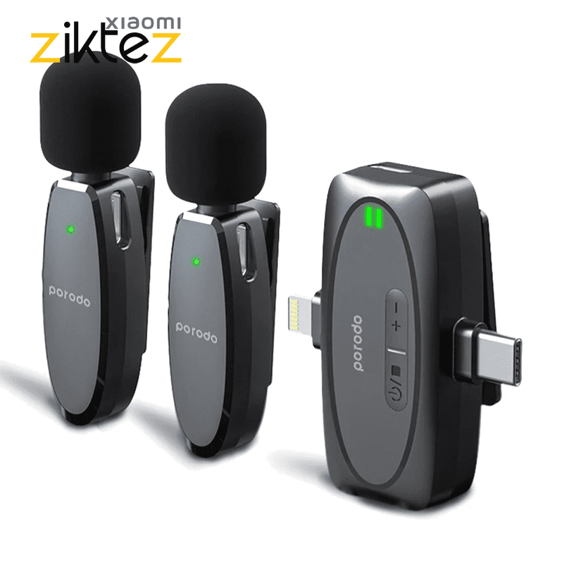 میکروفون بی سیم پرودو 2 فرستنده Porodo Microphone PD-2MLAV (اورجینال ارسال فوری) فروشگاه اینترنتی زیکتز