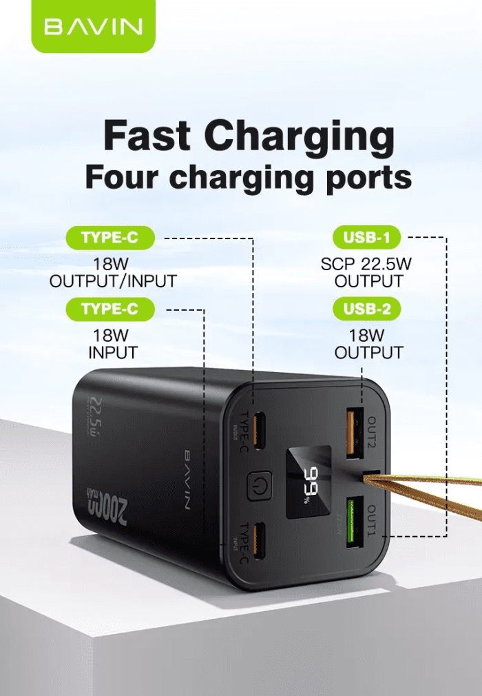 پاوربانک 20000 باوین توان 22.5 وات Bavin PC1007S Fast Charge (اورجینال ارسال فوری) - Image 8