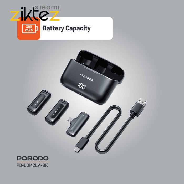 میکروفون بی سیم پرودو 2 فرستنده Porodo Lavalier Microphone PD-LDMCLA - Image 3