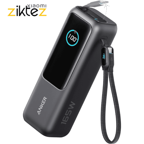 پاوربانک انکر 25000 میلی آمپر مدل A1695 Zolo با توان 165 وات و کابل داخلی USB-C