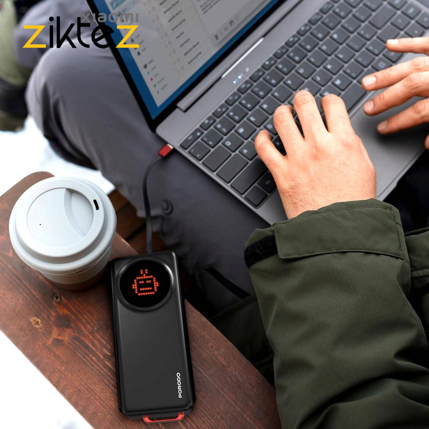 پاوربانک پورودو ۱۰۰۰۰ میلی‌آمپر مجهز به نمایشگر انیمیشنی Porodo 10000mAh Animated Display Power Bank