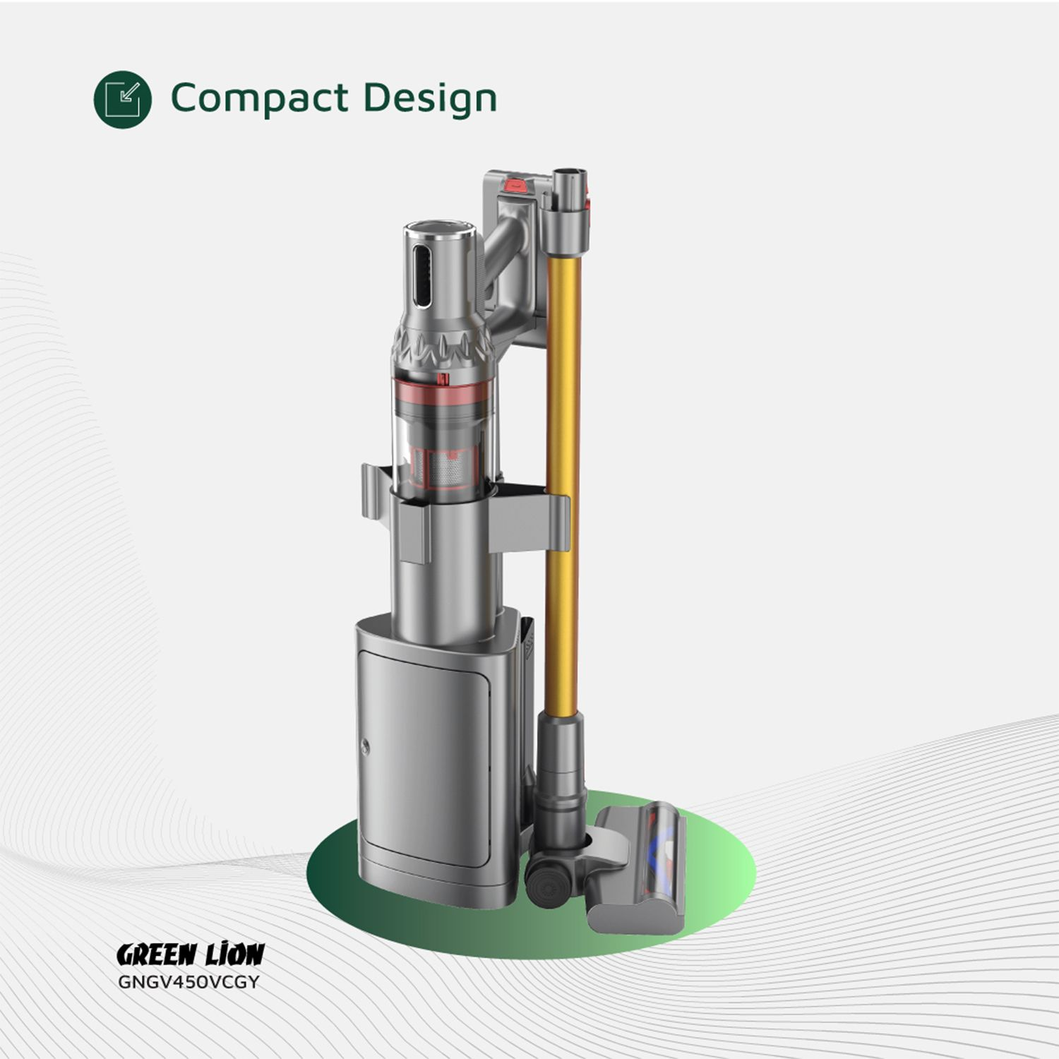 جارو شارژی گرین لاین مدل Green Lion GV-450 Cordless Vacuum Cleaner - Gray & Gold