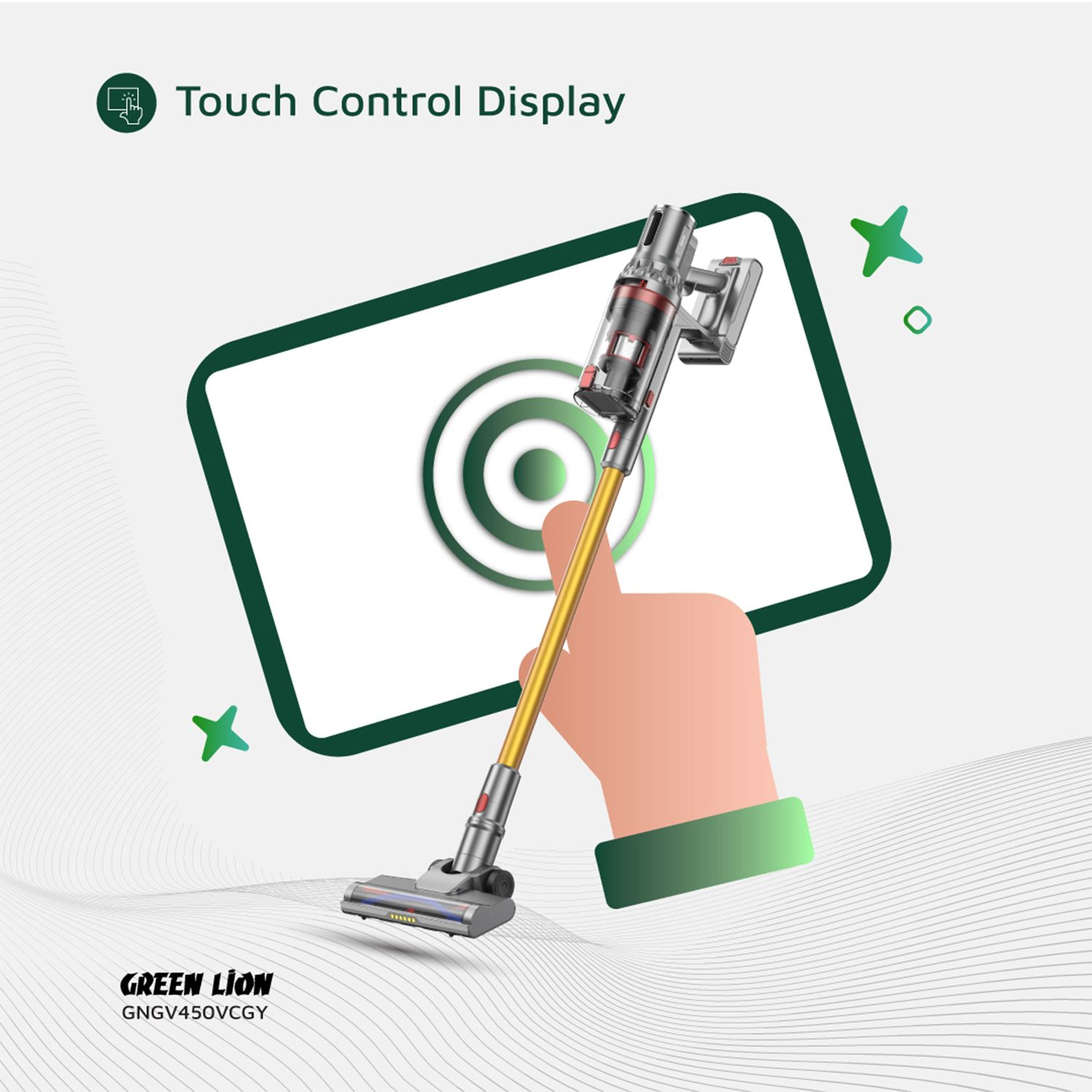جارو شارژی گرین لاین مدل Green Lion GV-450 Cordless Vacuum Cleaner - Gray & Gold