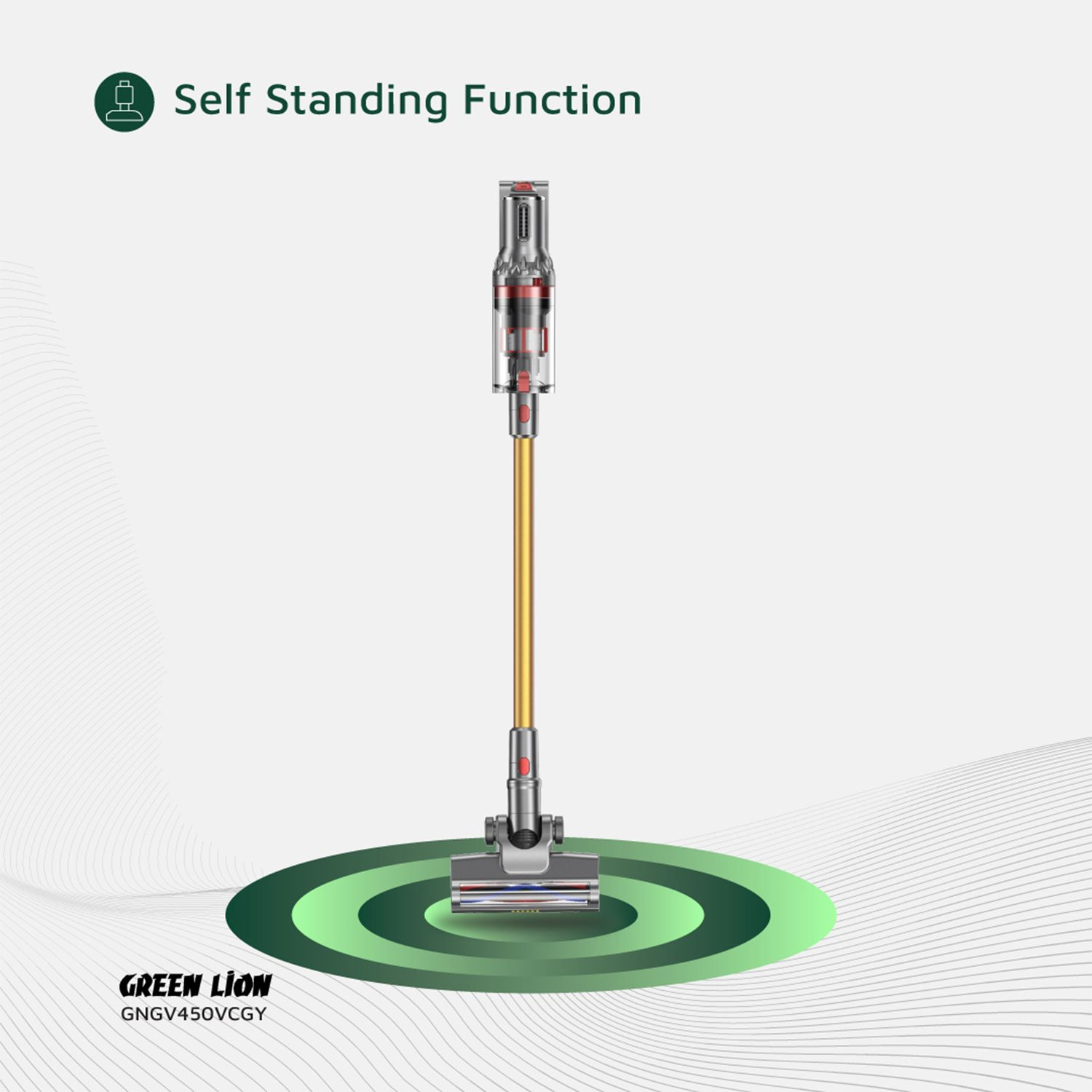 جارو شارژی گرین لاین مدل Green Lion GV-450 Cordless Vacuum Cleaner - Gray & Gold