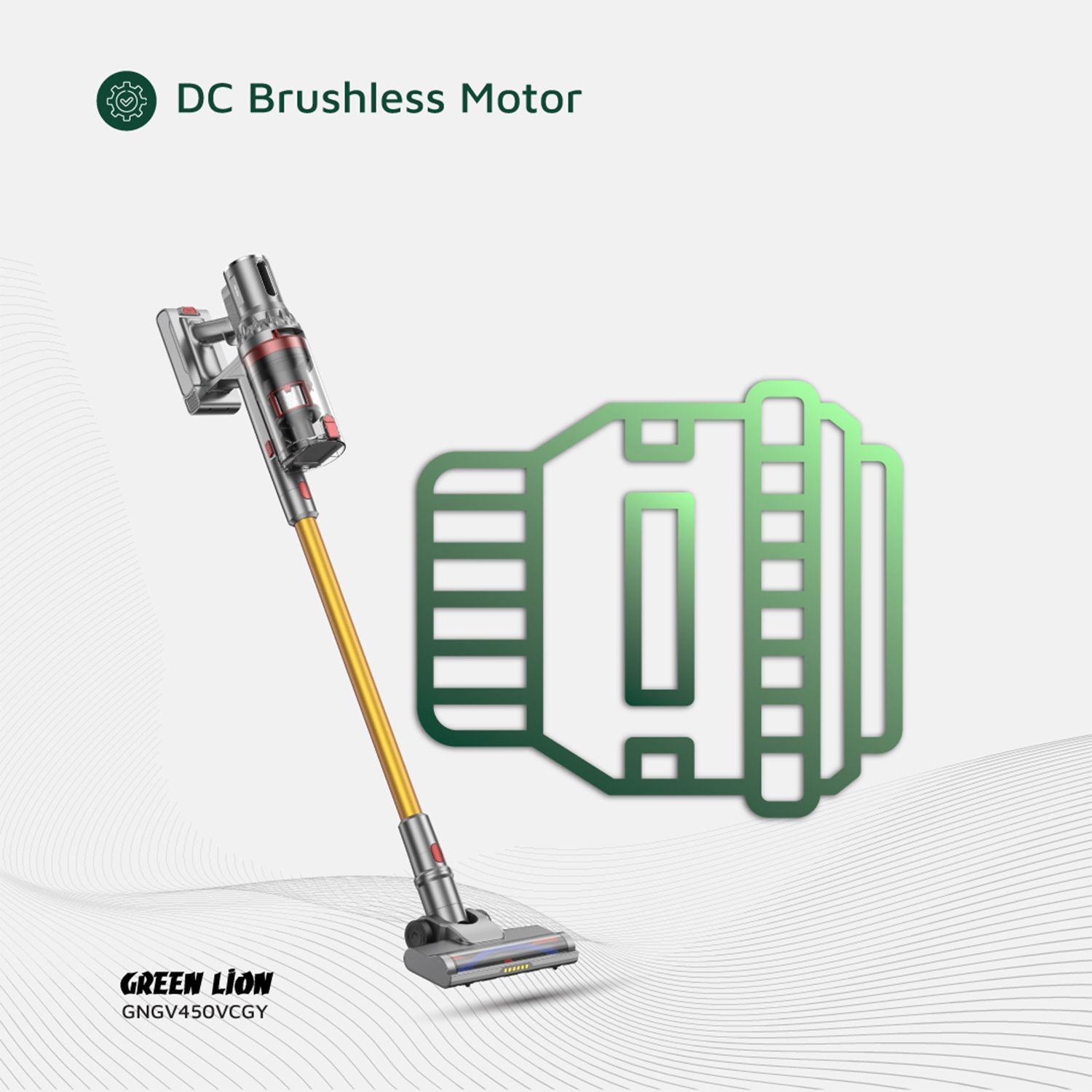جارو شارژی گرین لاین مدل Green Lion GV-450 Cordless Vacuum Cleaner - Gray & Gold