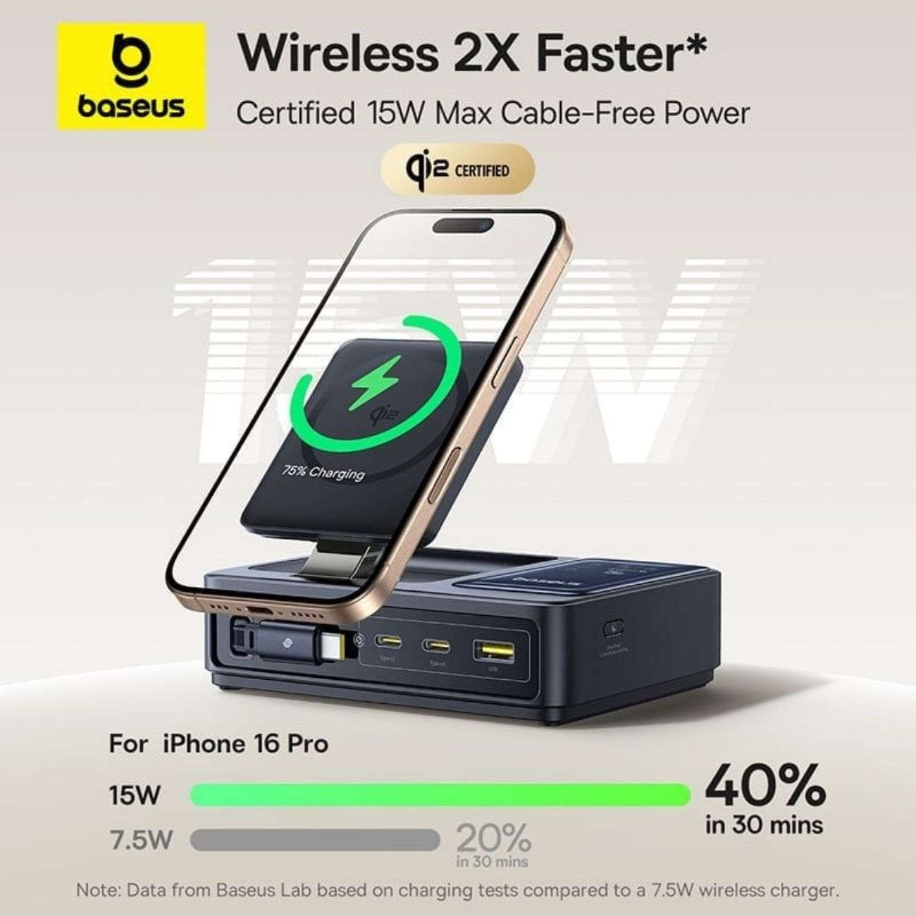 بهترین هاب شارژر 3 پورت و شارژر وایرلس بیسوس Baseus P10170901123 Nomos Qi2 CCNMS140