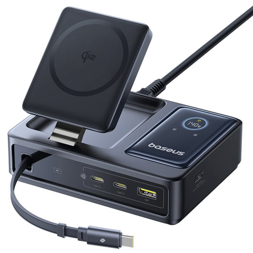 شارژر وایرلس هاب شارژر 3 پورت بیسوس Baseus P10170901123 Nomos Qi2 CCNMS140 (اورجینال با گارانتی)