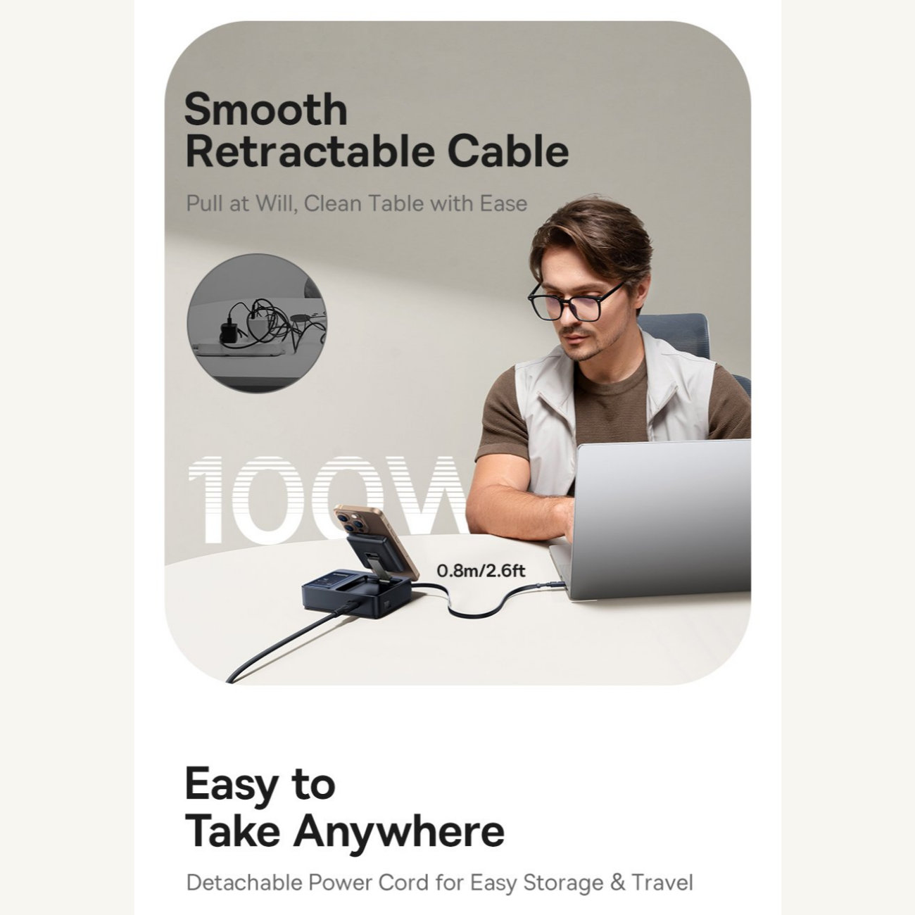 بهترین هاب شارژر 3 پورت و شارژر وایرلس بیسوس Baseus P10170901123 Nomos Qi2 CCNMS140