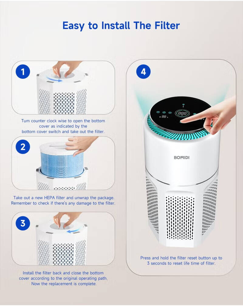 تصفیه هوا شیائومی, دستگاه تصفیه هوا شیائومی, شیائومی Bomidi AP01, Bomidi Air Purifier AP01, تصفیه هوا Bomidi, دستگاه تصفیه هوای AP01, تصفیه هوای هوشمند شیائومی, فیلتر H13 شیائومی, فیلتر True HEPA, تصفیه هوای خانگی, تصفیه هوای اتاق خواب, تصفیه هوای کم‌صدا, دستگاه تصفیه هوا برای آلرژی, تصفیه هوا برای حیوانات خانگی, حذف بو و دود, سنسور PM2.5, تصفیه هوای 360 درجه, تصفیه هوای شیاومی, purifier AP01, air purifier Bomidi, دستگاه پاک‌کننده هوا, دستگاه فیلتر هوا, تصفیه هوای پیشرفته, دستگاه ضدعفونی کننده هوا, air purifier xiaomi, Bomidi purifier