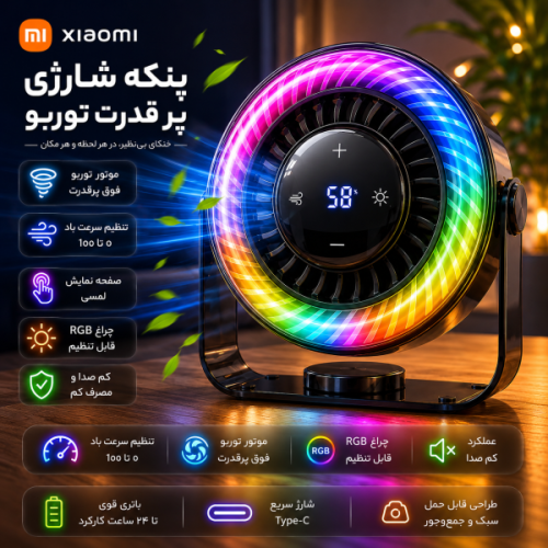 پنکه شارژی رومیزی شیائومی Zolele F18 پرقدرت و بی‌صدا پنکه USB قابل حمل (اورجینال)